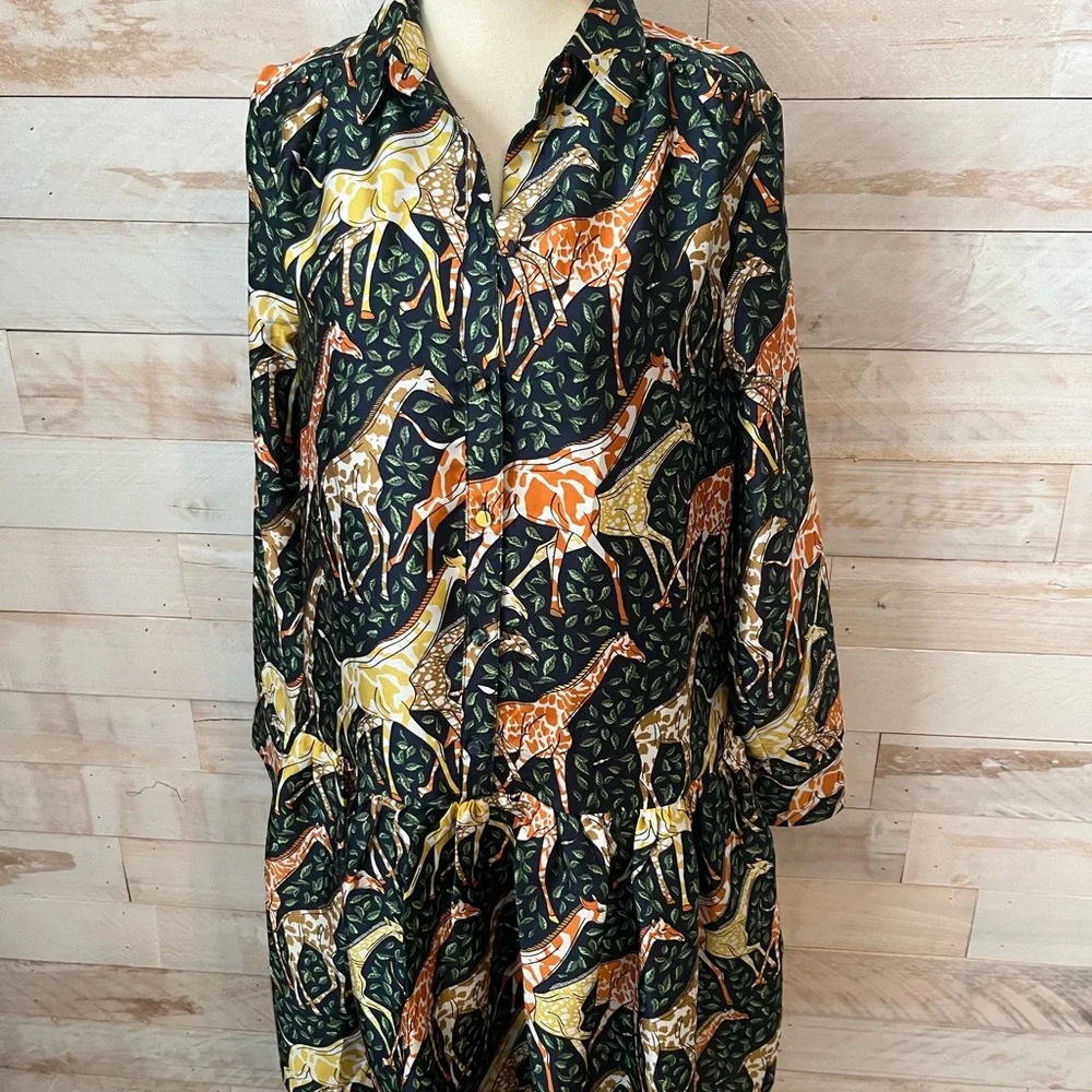 NWOT J. Crew size S giraffe print shirtdress